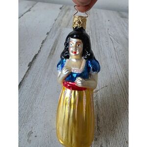 Vintage inge glas glass Snow White ornament glitter Xmas tree fairy‎ tale